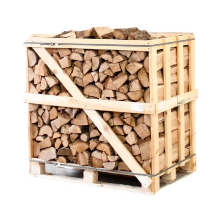 Halbe Palette kammergetrocknetes gespalten Birke Brennholz 25cm